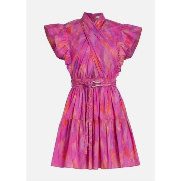 DEREK LAM IO CROSBY Fuchsia Finn Ruffle Wrap Dress 8 - Picture 8 of 8